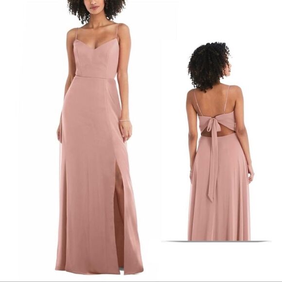 Anthropologie - Jenny Yo Collection Dusty Rose Tie Back Bridesmaid Gown Dress - Picture 1 of 5